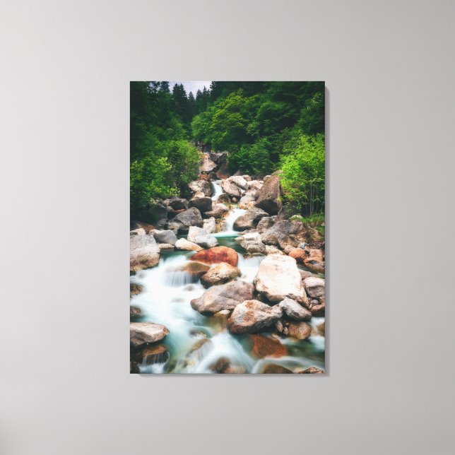 Beautiful cascading river in spring canvas print (Front)