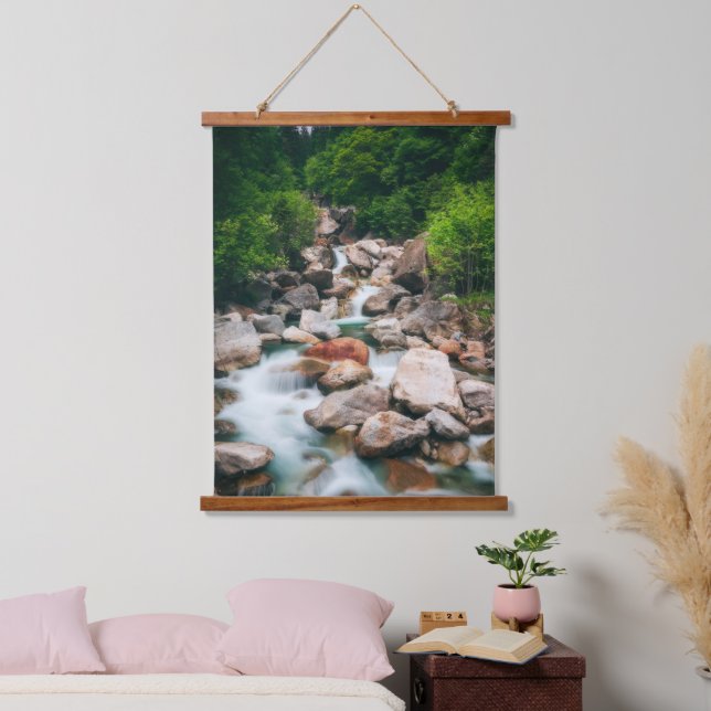 Beautiful cascading river in spring hanging tapestry (Bedroom)