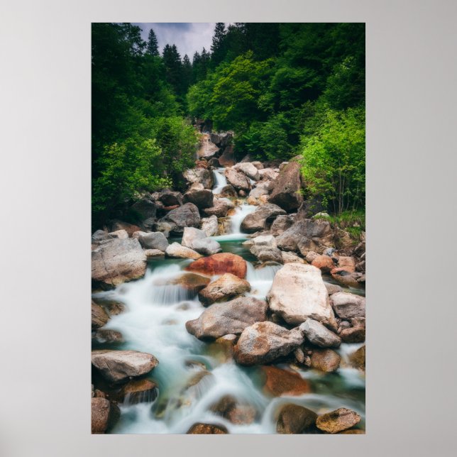 Beautiful cascading river in spring poster (Front)