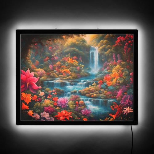 Beautiful Cascading Waterfalls and Flower Art