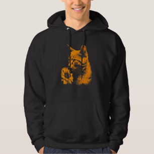 beautiful cat and sunflower portrait silhouette  o hoodie