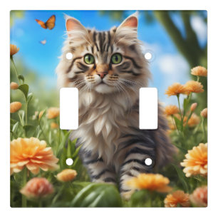 Beautiful cat beautiful garden light switch cover