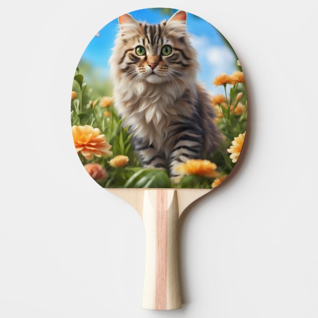 Beautiful cat beautiful garden ping pong paddle (Front)
