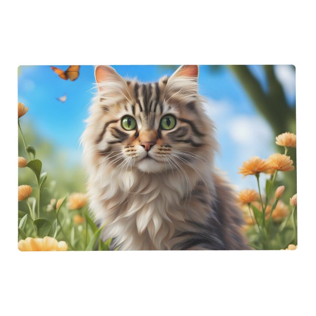 Beautiful cat beautiful garden placemat (Front)