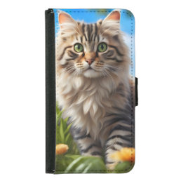 Beautiful cat beautiful garden samsung galaxy s5 wallet case