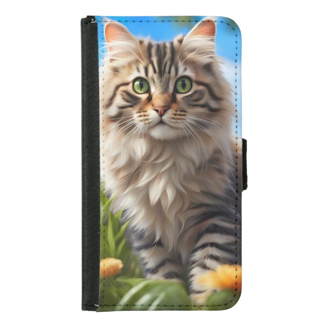 Beautiful cat beautiful garden samsung galaxy wallet case (Front)