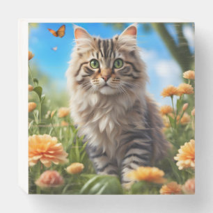 Beautiful cat beautiful garden wooden box sign