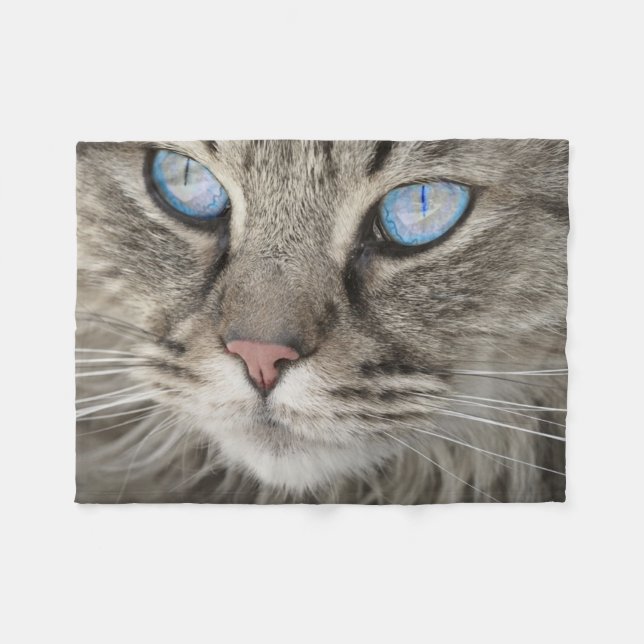 Beautiful Cat Close-up Fleece Blanket (Front (Horizontal))