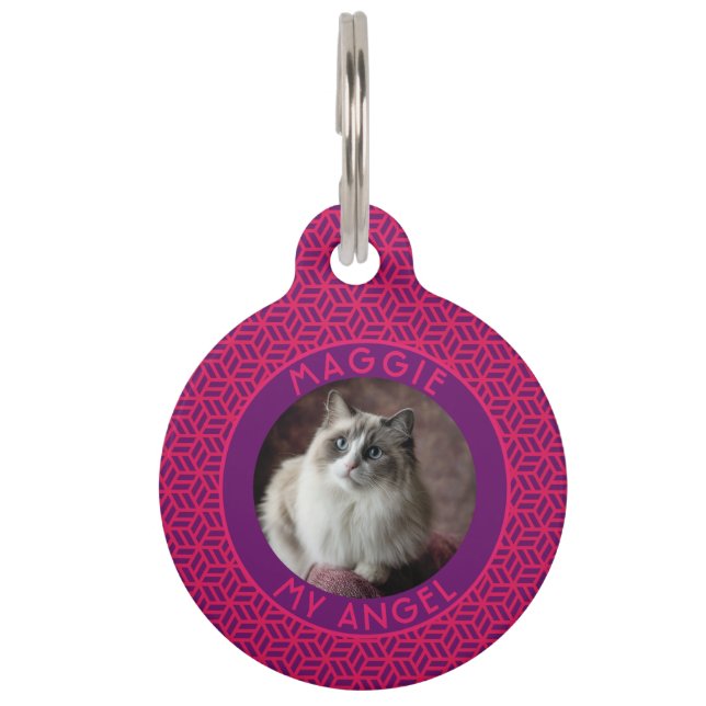Beautiful Cat Dad Gift Hexagon Pet ID Tag (Front)