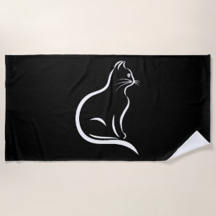 Beautiful cat drawing for animal lovers. beach towel