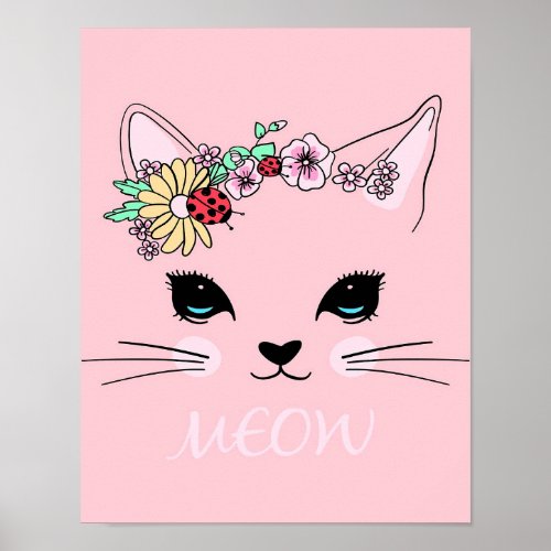 Beautiful Cat Face Meow Kitty Lover GiftCute Cat Poster