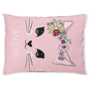 Beautiful Cat Face Meow Pink Cute Kitten Funny Cat Pet Bed