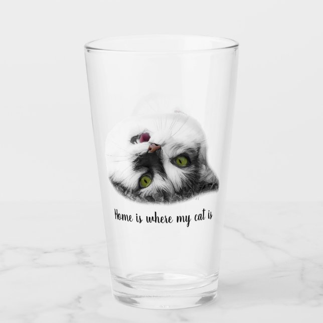 Beautiful cat funny customizable glass (Front)