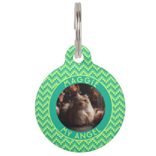 Beautiful Cat Gift Herringbone Pet ID Tag