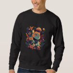 Beautiful Cat Kitten in a Flower Garden Frame Moth Sweatshirt