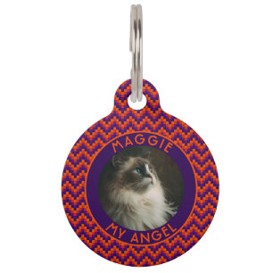Beautiful Cat Lover Present Chevron Pattern Pet ID Tag