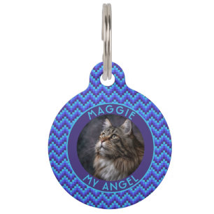 Beautiful Cat Lover Present Chevron Pet ID Tag