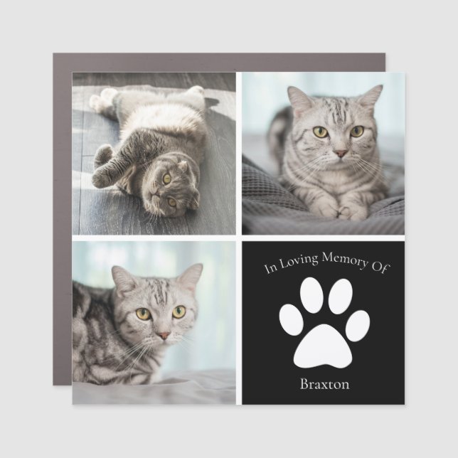 Beautiful Cat Memorial Custom Pet Photo Keepsake Car Magnet (Front)