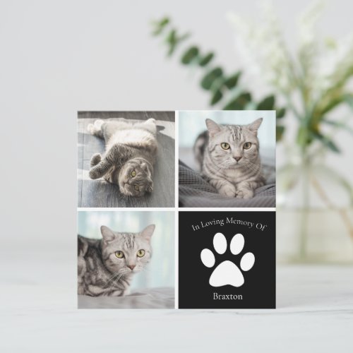 Beautiful Cat Memorial Custom Pet Photo Keepsake Card