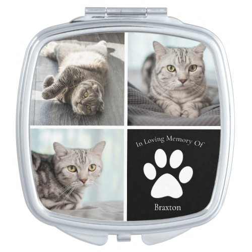 Beautiful Cat Memorial Custom Pet Photo Keepsake Compact Mirror