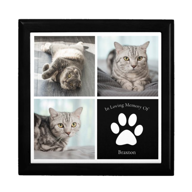 Beautiful Cat Memorial Custom Pet Photo Keepsake Gift Box (Front)