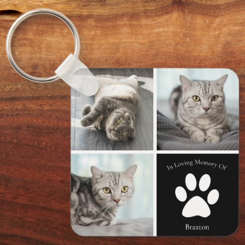 Beautiful Cat Memorial Custom Pet Photo Keepsake Keychain