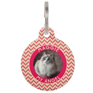 Beautiful Cat Owner Gift Abstract Chevron Pet ID Tag