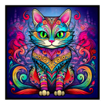 Beautiful Cat With Mandala design Poster