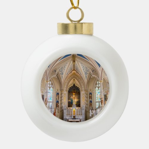 Beautiful Cathedral   Ceramic Ball Christmas Ornament