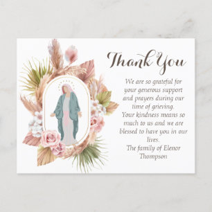 Beautiful Catholic Condolence Thank You Postcard