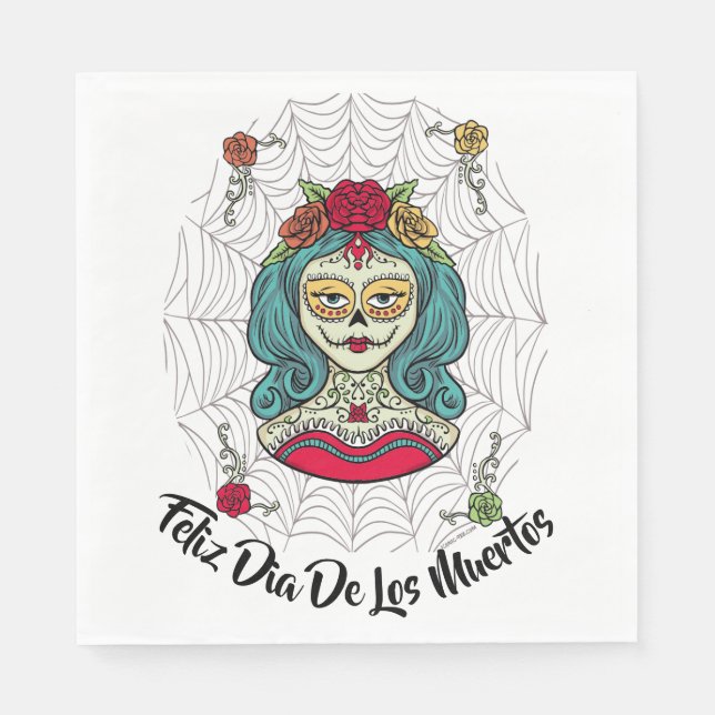 Beautiful Catrina Feliz Día de Muertos Napkins (Front)