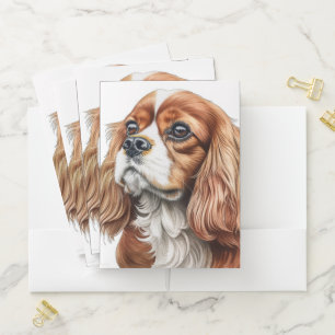 BEAUTIFUL CAVALIER KING CHARLES SPANIEL DOG FACE POCKET FOLDER