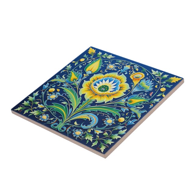 💙 Beautiful Celestial Harmony Iznik Ceramic Tile (Side)