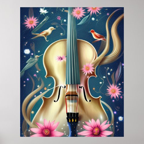 Beautiful Cello Violin or Bass in a nice setting Poster