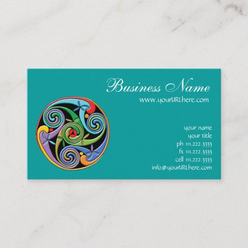 Beautiful Celtic Mandala with Colorful Swirls Business Card Templates