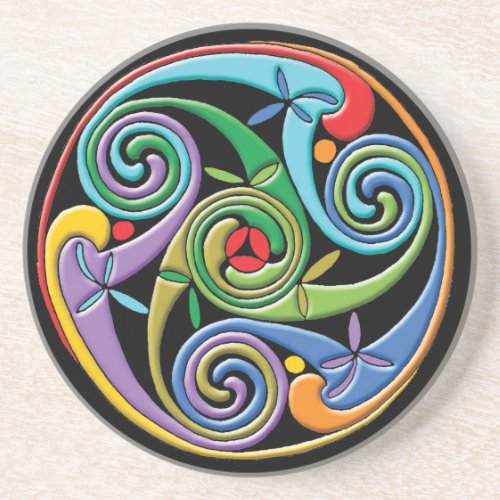 Beautiful Celtic Mandala with Colorful Swirls Coaster