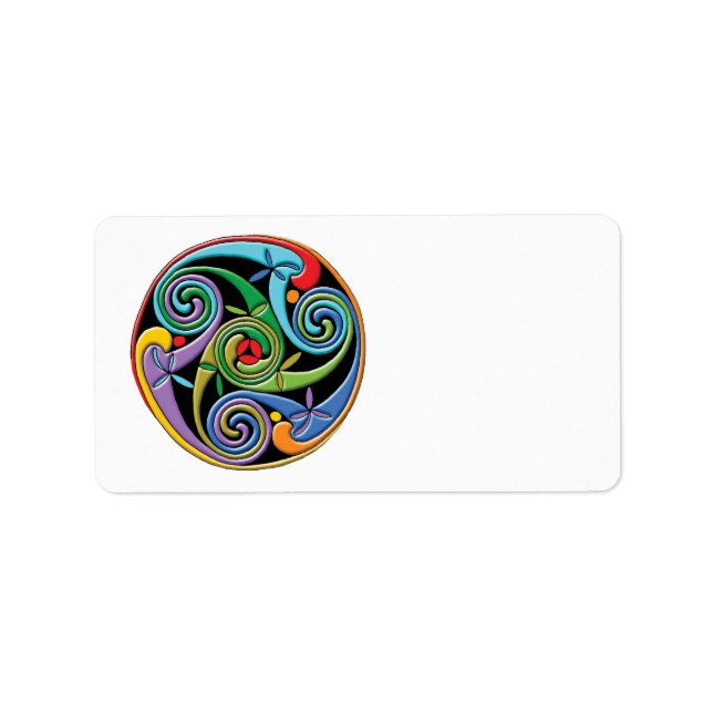 Beautiful Celtic Mandala with Colorful Swirls Label (Front)