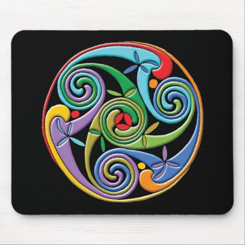Beautiful Celtic Mandala with Colorful Swirls Mouse Pad