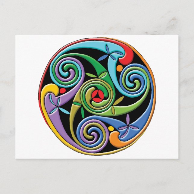 Beautiful Celtic Mandala with Colorful Swirls Postcard (Front)