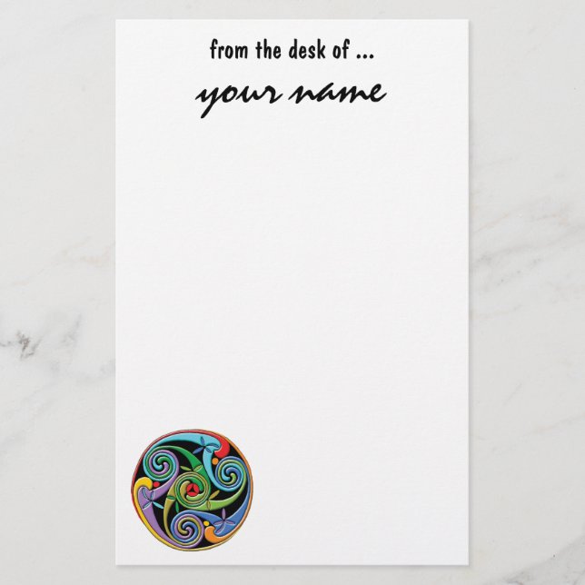 Beautiful Celtic Mandala with Colorful Swirls Stationery (Front)