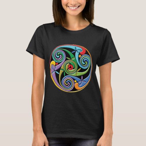 Beautiful Celtic Mandala with Colorful Swirls T_Shirt