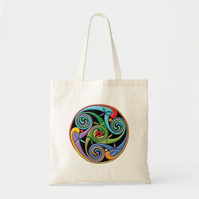 Beautiful Celtic Mandala with Colorful Swirls Tote Bag (Front)