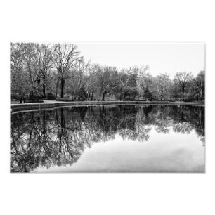 Beautiful Central Park Landscape in Black & White Photo Print
