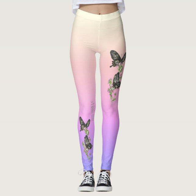 Beautiful Ceylon Rose Endangered Butterfly Leggings (Front)