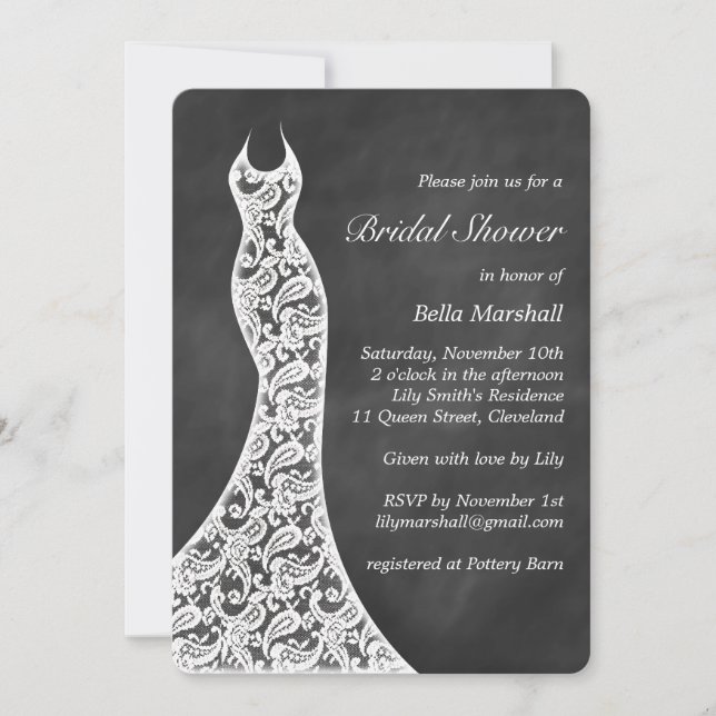 Beautiful Chalkboard Bridal Shower Invitation (Front)