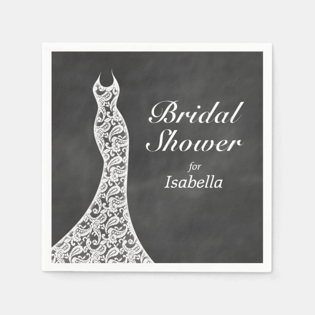 Beautiful Chalkboard Bridal Shower Napkin (Front)