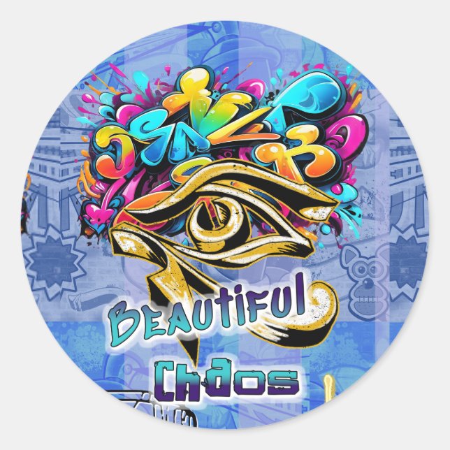 Beautiful Chaos, round Classic Round Sticker (Front)