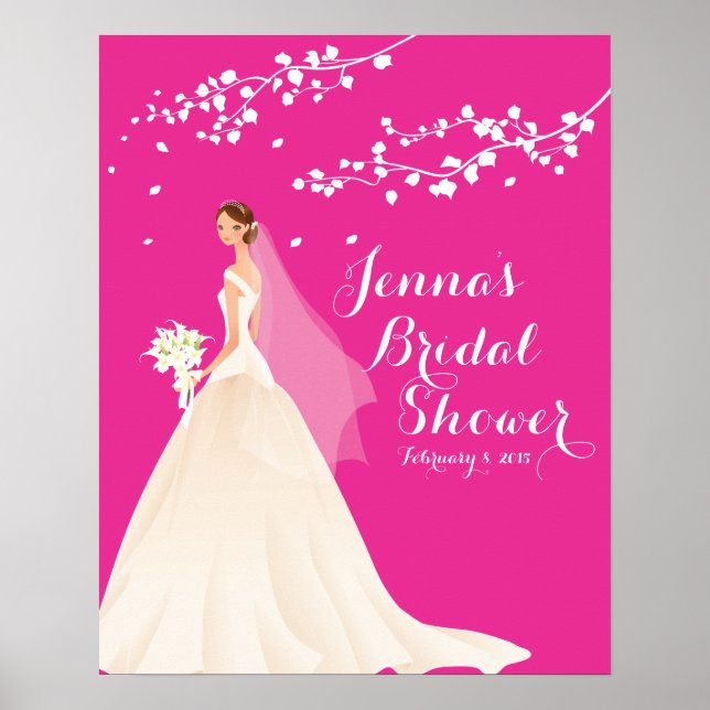 Beautiful Chci Pink Bride Bridal Shower Poster (Front)