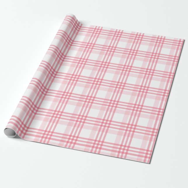 Beautiful Checkered Pattern Of Red And Pink Wrapping Paper (Unrolled)