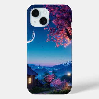 Beautiful Cherry Blossom In Night iPhone 15 Case